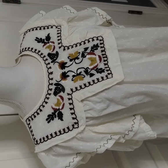 Max Studio size Large cream Swiss Dot embroidered ruffle sleeve boho blouse - Picture 3 of 10